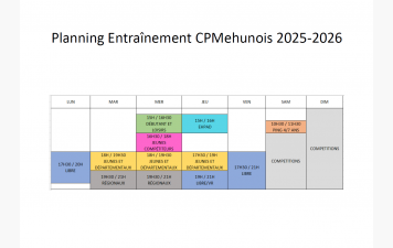 Planning des entraînements 2025/2026